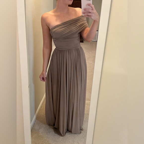 Ronny Kobo Collection One-Shoulder Maxi Dress in Taupe - Picture 14 of 14